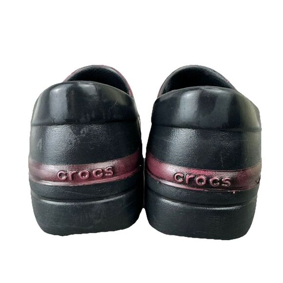CROCS Clogs Shoes Women's Sz 8 Black & Burgundy Neria Pro II Dual Distressed - Picture 5 of 13